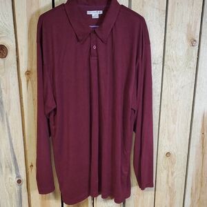 Geoffrey Beene Mens Long Sleeve Suede Button Polo Size XXL